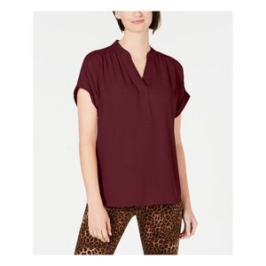 Charter Club Split-Neck Top Harvest Wine XXL